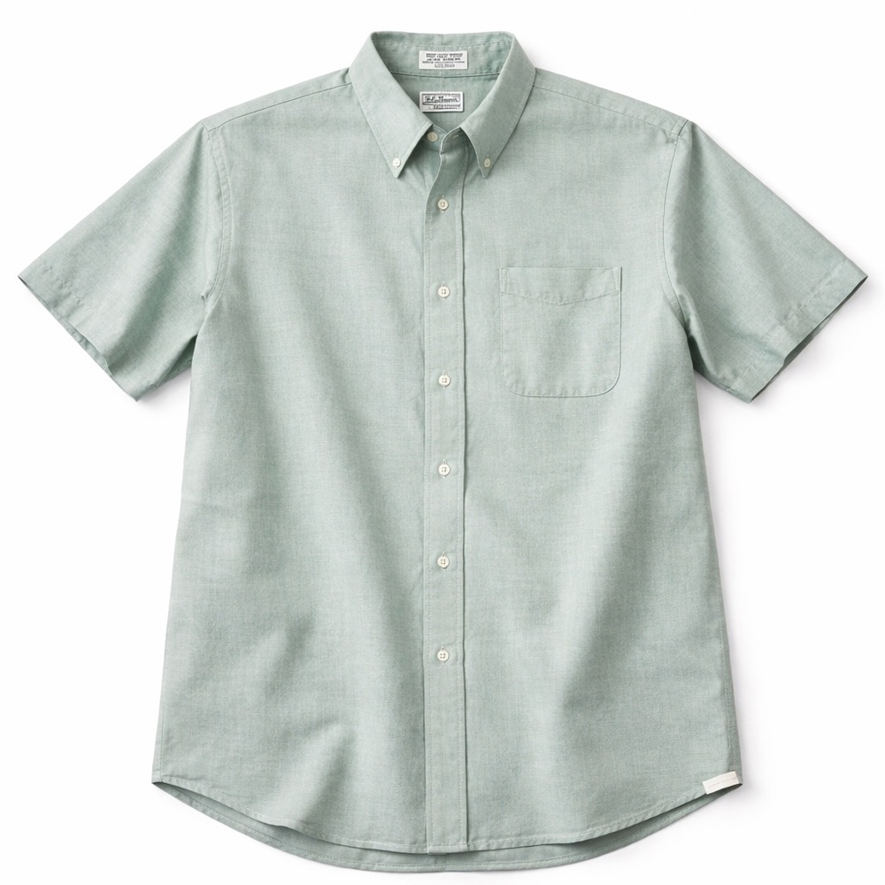 LL Bean Shirt Mens Sz 16 Green Regular Fit Sunwashed Canvas Button Camp Casual